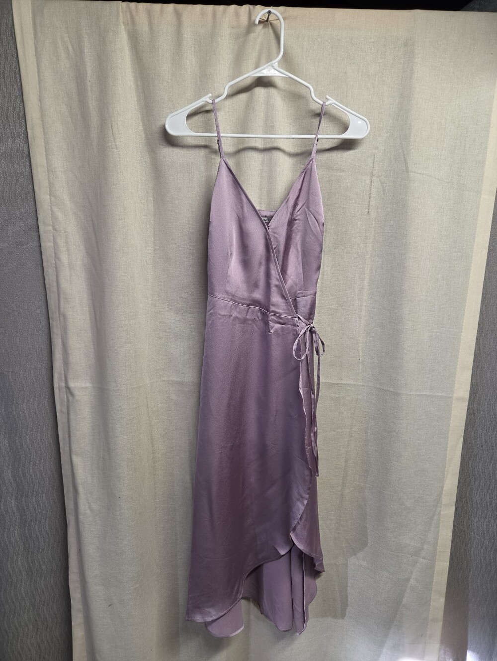Abercrombie & Fitch Lilac Wrap Satin High-Low Dress